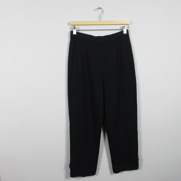 St John Collection Knit Pants Women 6 Blue Ankle Slit Elastic Waist Casual 506 - Picture 1 of 12